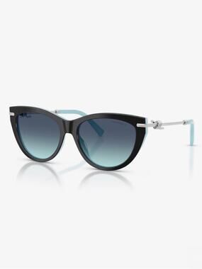 New TIFFANY & CO TF4253 80559S Black Cat-Eye Gradient Lens Sunglasses Authentic
